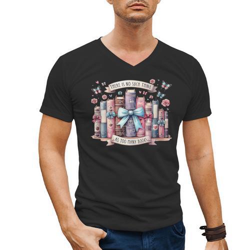 There’s No Such Thing As Too Many Books Men's V-Neck T-Shirt - Bookorys