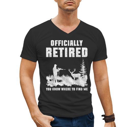 Retirement 2025 Retire Deer Hunting Retired For Dad Men's V-Neck T-Shirt - Father's Day Fun