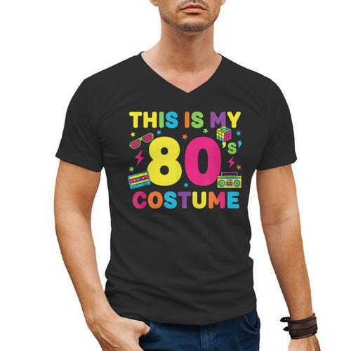 Retro 80's Costume 80s Nostalgia Party Men's V-Neck T-Shirt - Figerry