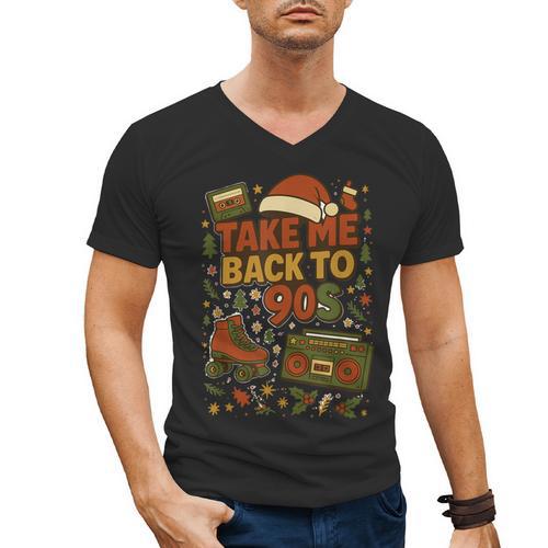 Retro 90s 80s Baby Christmas Holiday Nostalgia Men's V-Neck T-Shirt - Figerry