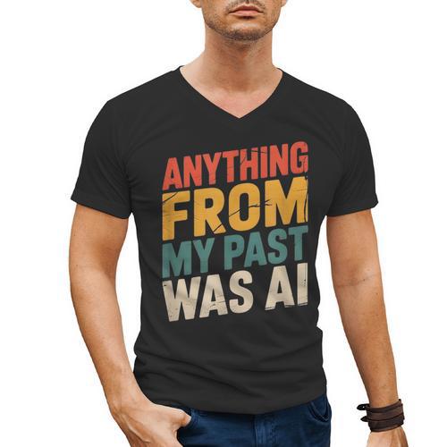 Retro AI Nostalgia Quote Distressed Vintage Men's V-Neck T-Shirt - Figerry