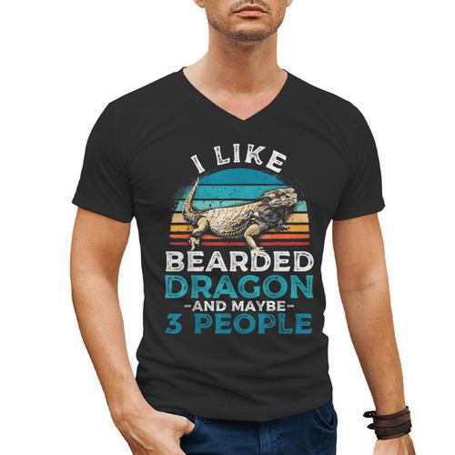 Retro Bearded Dragon Introvert For Lizard Lovers Men's V-Neck T-Shirt - Raresse