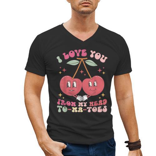 Retro Cherry Love 90s Nostalgia Men's V-Neck T-Shirt - Figerry