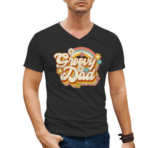 Retro Groovy Dad Family Birthday 60s 70s Hippie Costume Men's V-Neck T-Shirt - Father's Day Fun