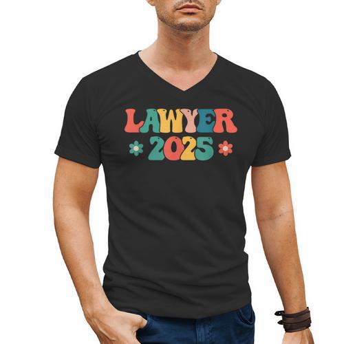 Retro Lawyer 2025 Attorney School Graduation Student Lawyer Men's V-Neck T-Shirt - Best Gift Smart