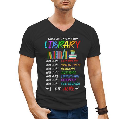 Retro Librarian Book Reader Library Book Reading Men's V-Neck T-Shirt - Bookorys CA
