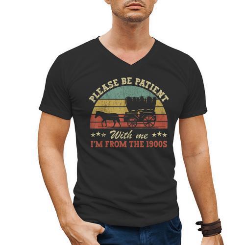 Retro Please Be Patient With Me I'm From The 1900s Men's V-Neck T-Shirt - Figerry