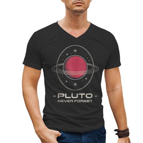 Retro Pluto Never Forget Classic Planet Pluto Nostalgia Men's V-Neck T-Shirt - Figerry