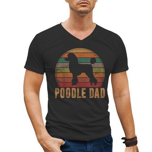 Retro Poodle Dad Dog Owner Pet Poodle Father Men's V-Neck T-Shirt - Father's Day Fun