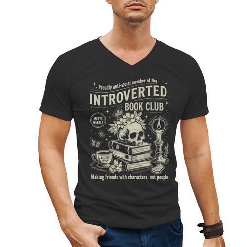 Retro Proud Anti Social Member Of Introverted Book Club Men's V-Neck T-Shirt - Bookorys CA