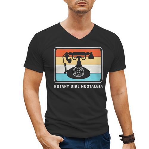 Retro Rotary Dial Nostalgia Dial Phone Men's V-Neck T-Shirt - Figerry