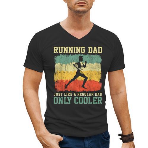 Retro Running Dad Runner Marathon Athlete Humor Outfit Men's V-Neck T-Shirt - Father's Day Fun