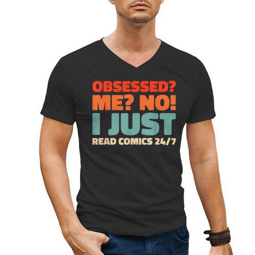 Retro Superheroes Art Graphic Novels Vintage Comic Books Men's V-Neck T-Shirt - Bookorys