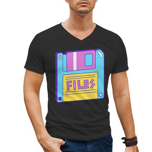 Retro TechnologyOld School Floppy Nostalgia 90s Generation Men's V-Neck T-Shirt - Figerry