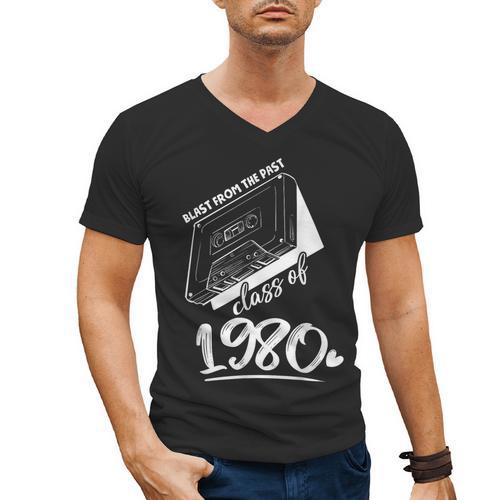 Reunion Class Of 1980 School Graduation Blast From The Past Men's V-Neck T-Shirt - Best Gift Smart