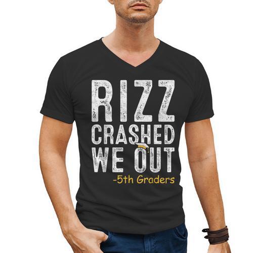 Rizz Crashed We Out 5th Grade Graduation Fifth Graders Men's V-Neck T-Shirt - Best Gift Smart