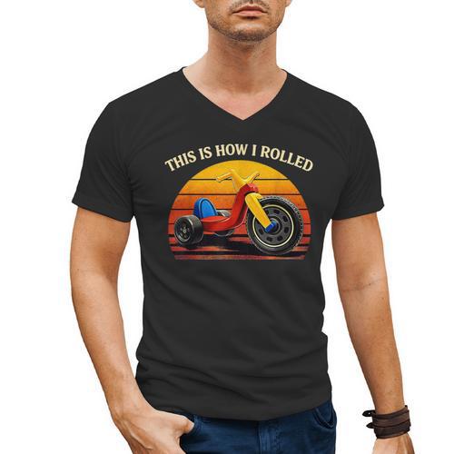 This Is How I Rolled Retro Toys Big Wheel Tricycle Nostalgia Men's V-Neck T-Shirt - Figerry