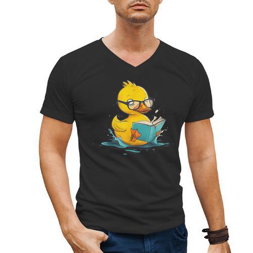 Rubber Duck Reading Book Reader Books Rubber Duckie Men's V-Neck T-Shirt - Bookorys