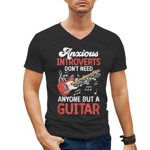 Sarcastic Introvert Need Guitar Sad Song Introvert Guitarist Men's V-Neck T-Shirt - Raresse