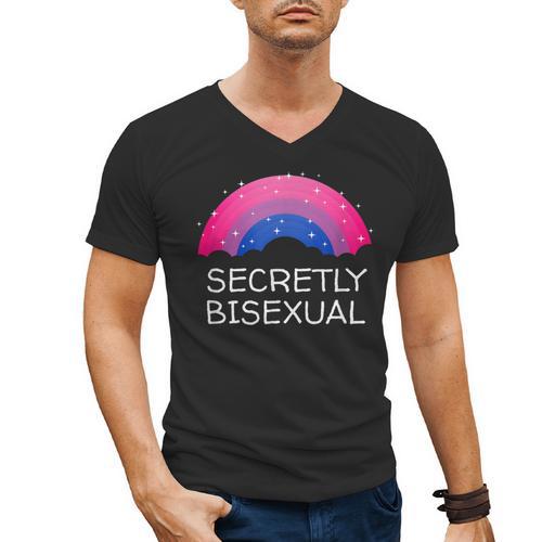 Secretly Bisexual Bi Introvert Bi Pride Antisocial LGBTQ Men's V-Neck T-Shirt - Raresse