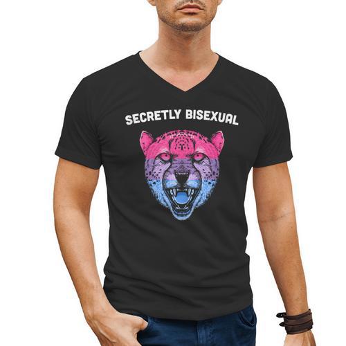 Secretly Bisexual Bi Introvert Bi Pride Antisocial LGBTQ Men's V-Neck T-Shirt - Raresse