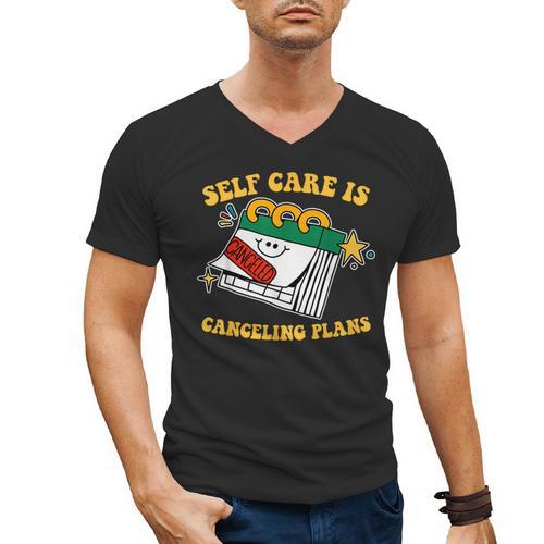 Self Care Is Canceling Plans Introvert Men's V-Neck T-Shirt - Raresse