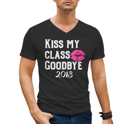 Sen18r Shirt Senior 2018 Graduation Kiss Lips Men's V-Neck T-Shirt - Best Gift Smart