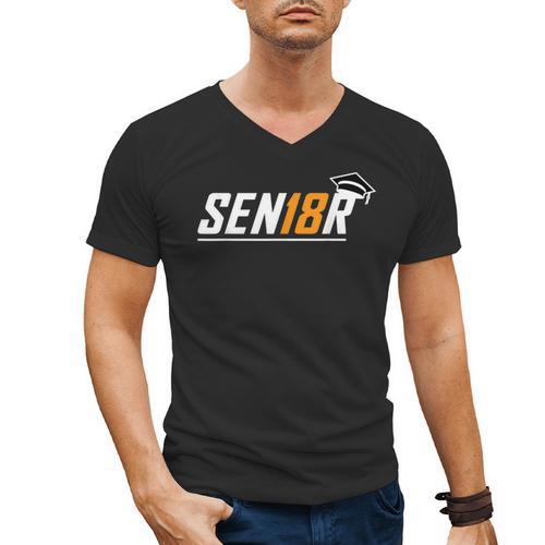 Senior 18 High School Graduation Eighteen Year Old Grad Men's V-Neck T-Shirt - Best Gift Smart