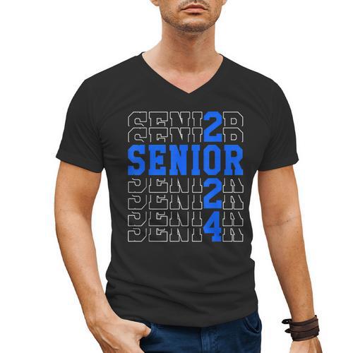 Senior 2024 Graphic Class Of 2024 Graduation Graphic Men's V-Neck T-Shirt - Best Gift Smart