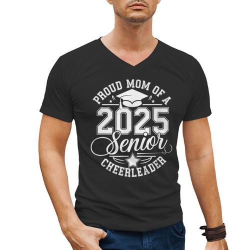 Senior 2025 Cheer Team Mom High School Graduation Outfit Men's V-Neck T-Shirt - Best Gift Smart