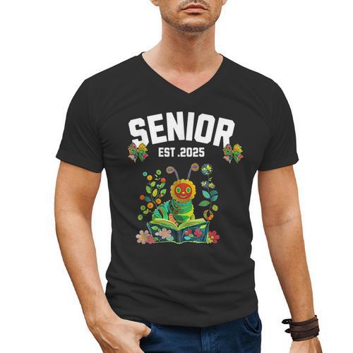 Senior 2025 Graduation Caterpillar For Kids Cute Coquette Men's V-Neck T-Shirt - Best Gift Smart