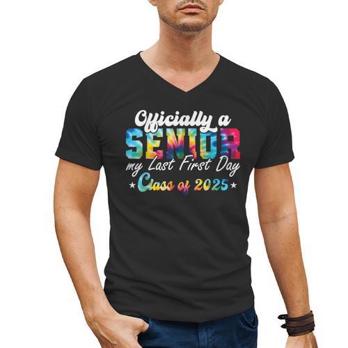 Senior 2025 Graduation My Last First Day Of Class Of 2025 Men's V-Neck T-Shirt - Best Gift Smart