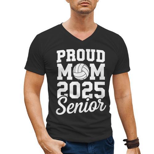 Senior 2025 Volleyball Mom High School Graduation Outfit Fun Men's V-Neck T-Shirt - Best Gift Smart