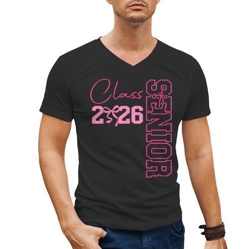 Senior 2026 Class Of 2026 Coquette Bow Graduation 2026 Men's V-Neck T-Shirt - Best Gift Smart