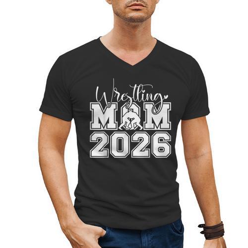 Senior 2026 Wrestling Mom Proud Senior 2026 Mom Graduation Men's V-Neck T-Shirt - Best Gift Smart