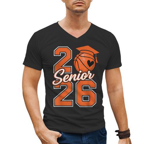 Senior Basketball Class Of 2026 Crew Basketball Graduation Men's V-Neck T-Shirt - Best Gift Smart