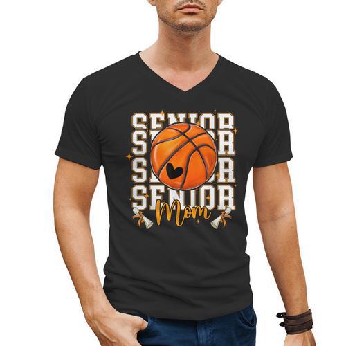 Senior Basketball Mom 2026 Basketball Graduation Men's V-Neck T-Shirt - Best Gift Smart