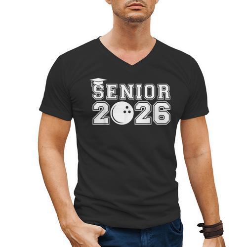 Senior Bowling Class Of 2026 Graduation School Graduate Men's V-Neck T-Shirt - Best Gift Smart