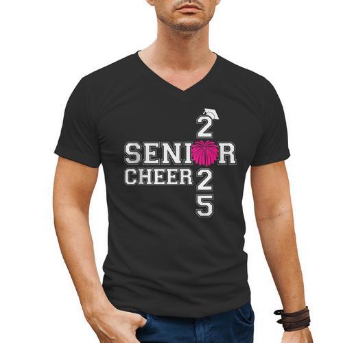 Senior Cheerleader Cheer Class Of 2025 Graduation Graduate Men's V-Neck T-Shirt - Best Gift Smart