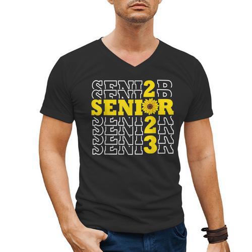 Senior Class Of 2023 Sunflower Graduation Seniors 23 Men's V-Neck T-Shirt - Best Gift Smart