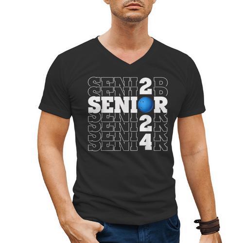 Senior Class Of 2024 Bowling First Day Of School Graduation Men's V-Neck T-Shirt - Best Gift Smart