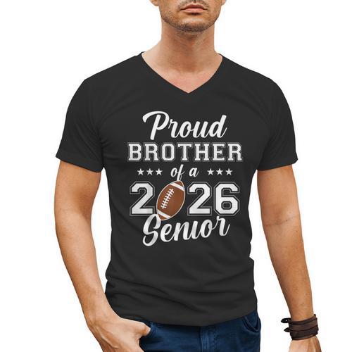 Senior Football Brother Class Of 2026 Graduation Graduate Men's V-Neck T-Shirt - Best Gift Smart