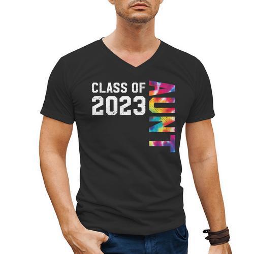 Senior Graduation Class Of 2023 Aunt Senior Tie Dye Men's V-Neck T-Shirt - Best Gift Smart
