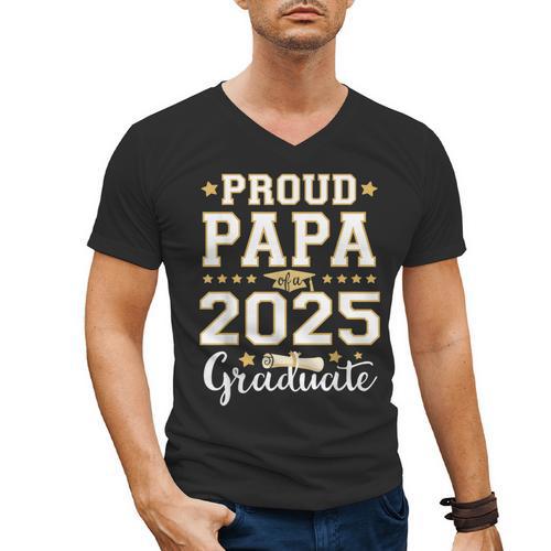 Senior Graduation Proud Papa 2025 Graduate Class Matching Men's V-Neck T-Shirt - Best Gift Smart