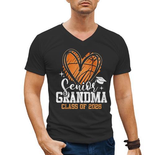 Senior Grandma Class Of 2026 Basketball Graduation Heart Men's V-Neck T-Shirt - Best Gift Smart