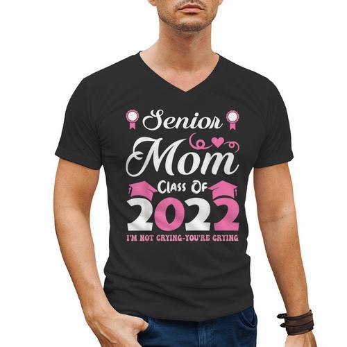 Senior Mom Of A Class Of 2022 Heart School Graduation Men's V-Neck T-Shirt - Best Gift Smart
