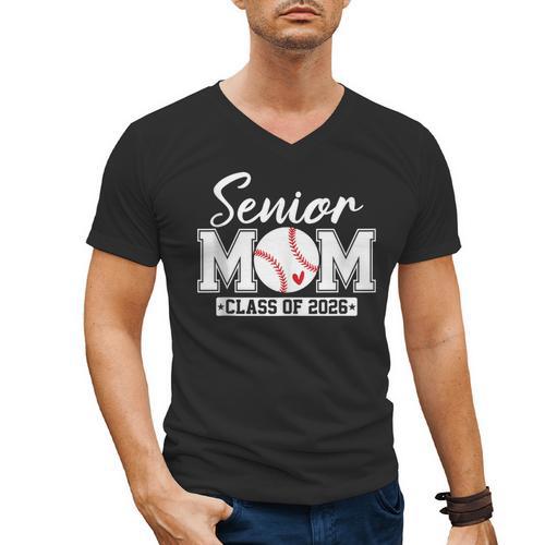 Senior Mom Class Of 2026 Baseball Mom Graduation Men's V-Neck T-Shirt - Best Gift Smart