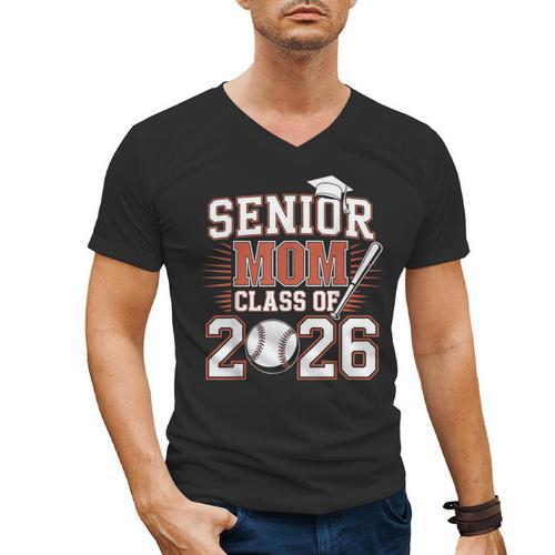Senior Mom Class Of 2026 Graduate Baseball 2026 Graduation Men's V-Neck T-Shirt - Best Gift Smart