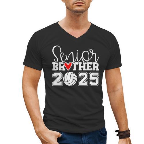 Senior Volleyball Brother 2025 Class Of 2025 Graduation Men's V-Neck T-Shirt - Best Gift Smart