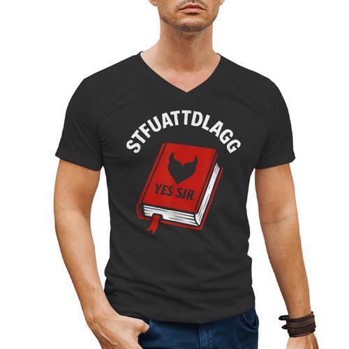 Sexy STFUATTDLAGG Yes Sir Reading Spicy Good Book Love Heart Men's V-Neck T-Shirt - Bookorys